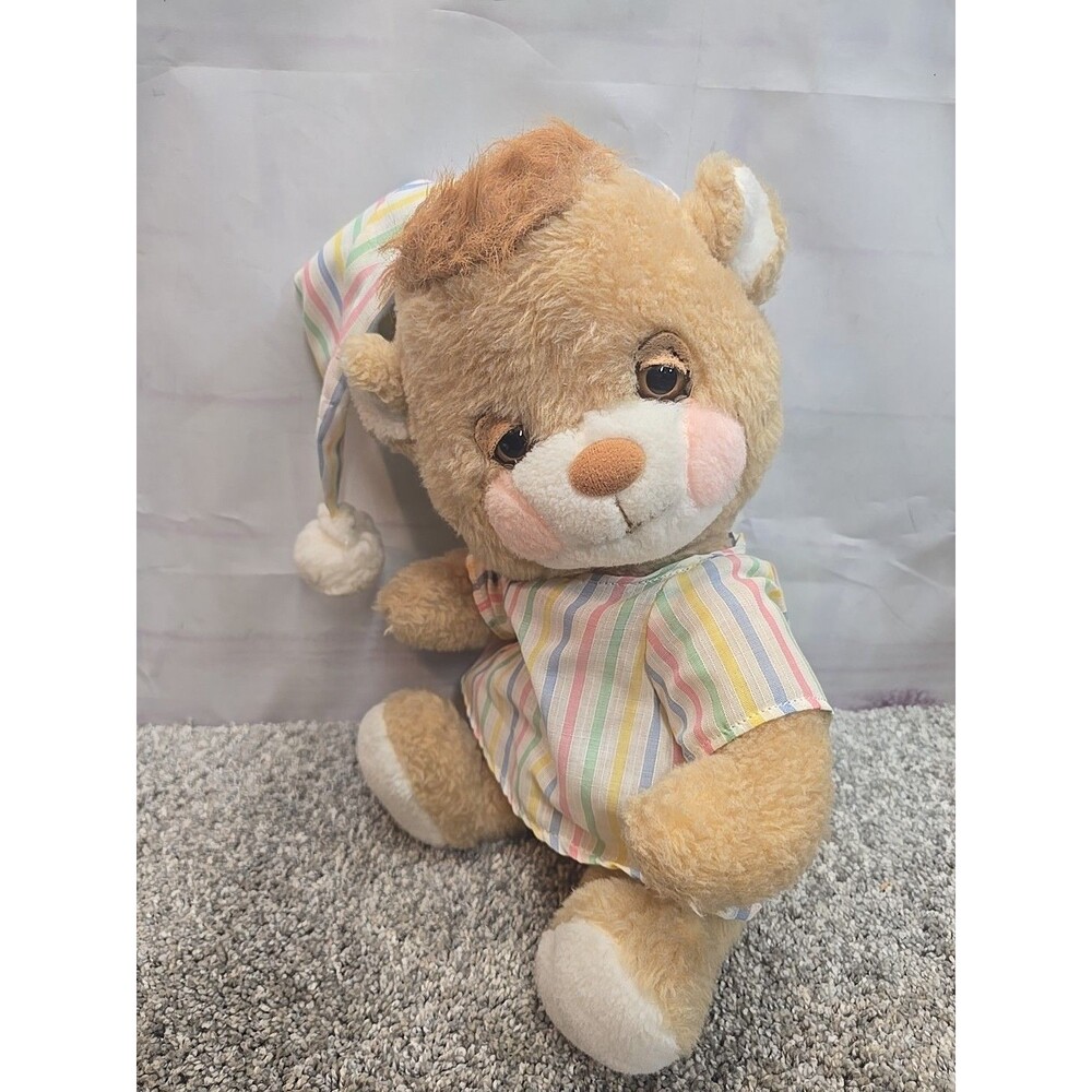 Dakin Morgan Teddy Bear Plush 14 Stuffed Animal Striped Pajama Night Cap 1983